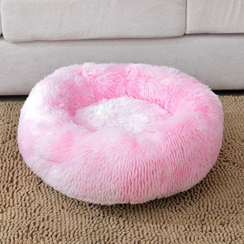 WTMLK Regenbogen Lange Plüsch Hundehütte Super weiches Hundebett Runde waschbare Katzenhaus Samtmatten Sofa für Hund Chihuahua Hundekorb Haustierbett, Q-116, M 50cm von WTMLK