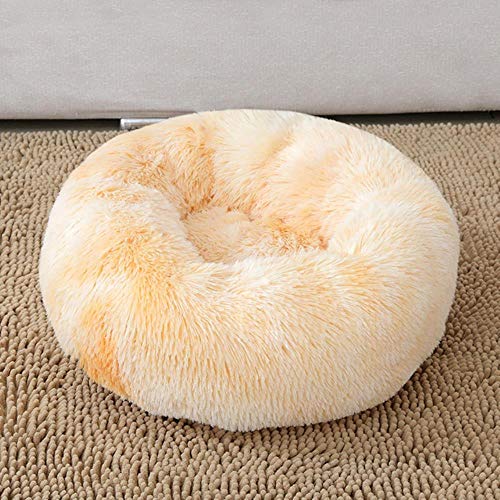 WTMLK Regenbogen Lange Plüsch Hundehütte Super weiches Hundebett Runde waschbare Katzenhaus Samtmatten Sofa für Hund Chihuahua Hundekorb Haustierbett, Q-117, XL 80cm von WTMLK