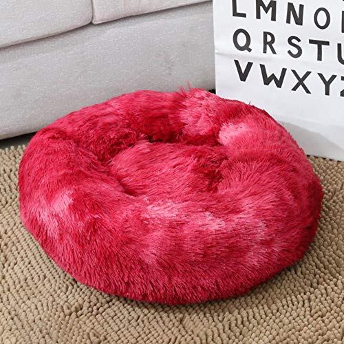 WTMLK Regenbogen Lange Plüsch Hundehütte Super weiches Hundebett Runde waschbare Katzenhaus Samtmatten Sofa für Hund Chihuahua Hundekorb Haustierbett, Q-118, XL 80cm von WTMLK