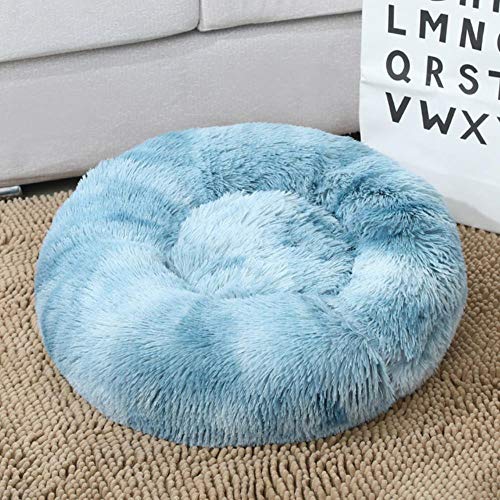 WTMLK Regenbogen Lange Plüsch Hundehütte Super weiches Hundebett Runde waschbare Katzenhaus Samtmatten Sofa für Hund Chihuahua Hundekorb Haustierbett, Q-120, XL 80cm von WTMLK