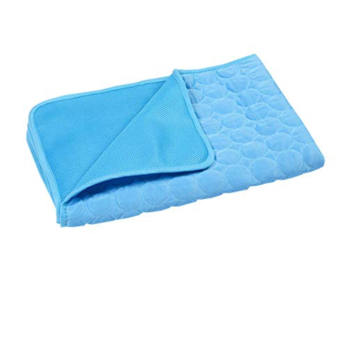 WTMLK Summer Pet Cold Pad Cold Feeling Viscose Jiang Wen dian Dog Cat Coaster Household Car Mounted Pet Sofa Mat Supplies,Deep Blue,100 70 von WTMLK