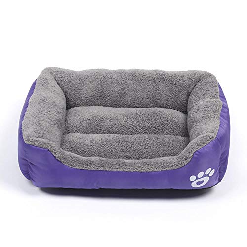 Warmes, gemütliches Hundebett für kleine, mittelgroße, weiche, atmungsaktive Fleece-Haustierhütten, tragbare, wasserdichte Katzenschlafmatten, Zwinger, LILA, S-43X32CM von WTMLK