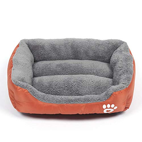 Warmes, gemütliches Hundebett für kleine, mittelgroße, weiche, atmungsaktive Fleece-Haustierhütten für den Innenbereich Tragbare, wasserdichte Katzenschlafmatten, ORANGE, L-66X50CM von WTMLK