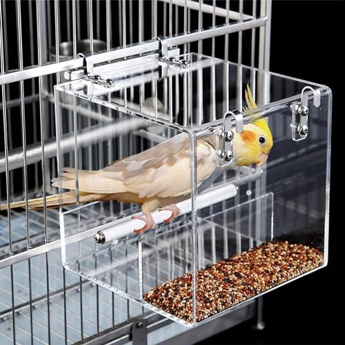 Automatischer Vogelfütterung Futterspender FüR VöGel No Mess Bird Cage Pet Feeder Seed Food Mit Edelstahlstange Und Haken Für Käfig Kleine Und Mittlere Vogelpapageienmeise (Size : Small) von WTZHHK