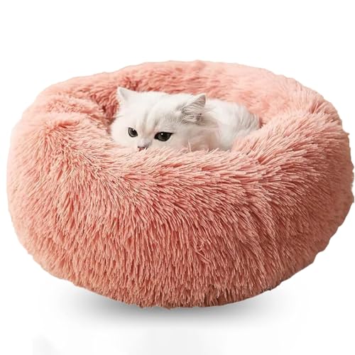 WTZHHK Hundekissen Rund Hundebetten Katzenbett Flauschig Bequem Waschbar für Katzen und Hunde Katzenkorb (Color : Pink, Size : 15.7" 40cm) von WTZHHK