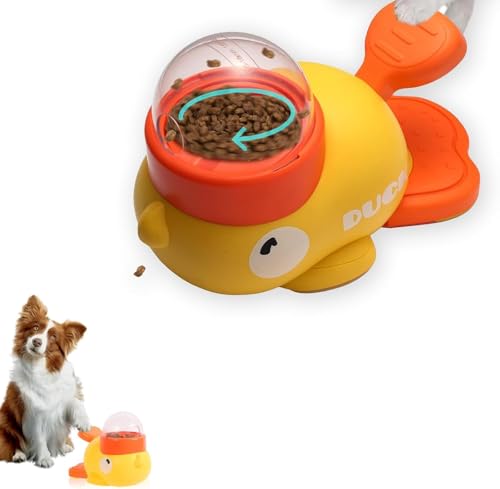 WTZOWEY Duck Shape Dog Slow Feeder Toy, Interactive Toys Slow Eating Treat Ball for Pet Food Dispenser Cats Interaction Treats Feeder von WTZOWEY