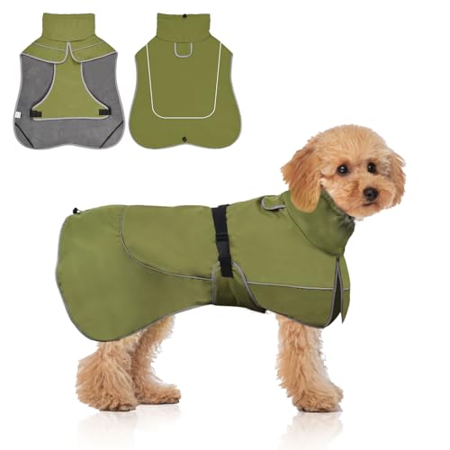 WUFANC Hundemantel Wasserdicht - Reflektierende Hundejacke mit Verstellbarem Verschluss für alle Jahreszeiten - Komfortabler Schutz für Ihren Hund bei Indoor Outdoor Aktivitäten von WUFANC