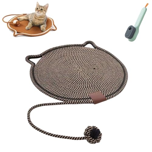 Celery Pets Dual Scratching Pad, Scratching Pads for Indoor Cats, Natural Cotton Rope Cat Scratch Pad, Large Size Cat Bed Cat Scratching Pad with Cat Toy (16.5in,D) von WUFBUW