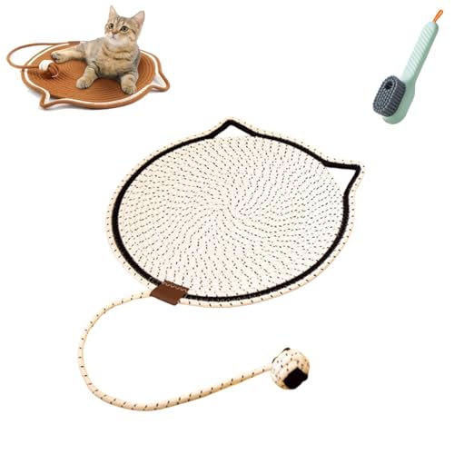 Celery Pets Dual Scratching Pad, Scratching Pads for Indoor Cats, Natural Cotton Rope Cat Scratch Pad, Large Size Cat Bed Cat Scratching Pad with Cat Toy (16.5in,E) von WUFBUW