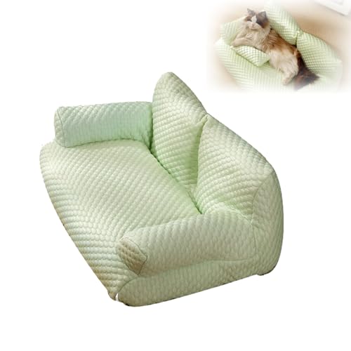 Ice Silk Cooling Pet Bed Breathable Washable Dog Sofa Bed, Ice Silk Cooling Pet Couch, Dog Cooling Bed Summer Sleeping Cool Ice Silk Bed for Small, Removable and Washable Pet Bed (Medium,Green) von WUFBUW