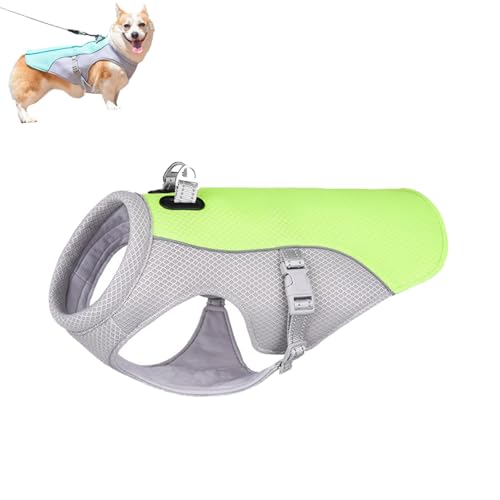 Summer Pet Dog CoolingVest, Cooling Vest for Dogs, Pet Cooler Jackets Mesh Clothes Summer Outdoor, for Small Medium Large Dogs (Large,Green) von WUFBUW