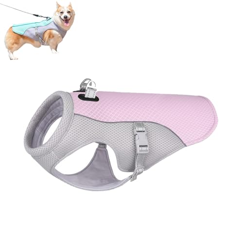 Summer Pet Dog CoolingVest, Cooling Vest for Dogs, Pet Cooler Jackets Mesh Clothes Summer Outdoor, for Small Medium Large Dogs (Large,Pink) von WUFBUW