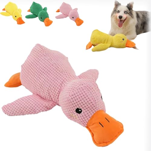 WUFBUW Calming Duck Dog Toy, Calming Durable Duck Dog Toy, Dog Toy Duck, Yellow Stuffed Duck Dog Chew Toys for Dogs Indoor Puppy (L,Pink) von WUFBUW