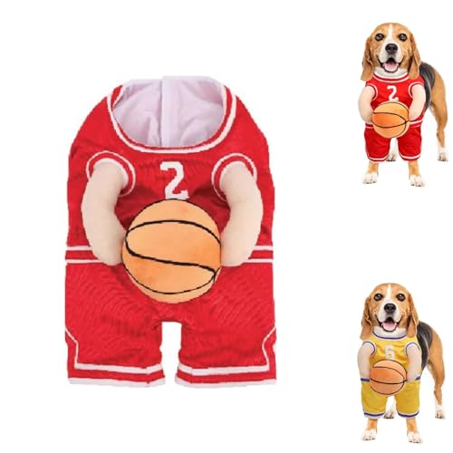 WUFBUW Dog Basketball Costume with Ball, Dog Basketball Costume, Basketball Dog Costume, Dog Basketball Player Costume, Dog Basketball Player Costume with Ball (Large,Red) von WUFBUW