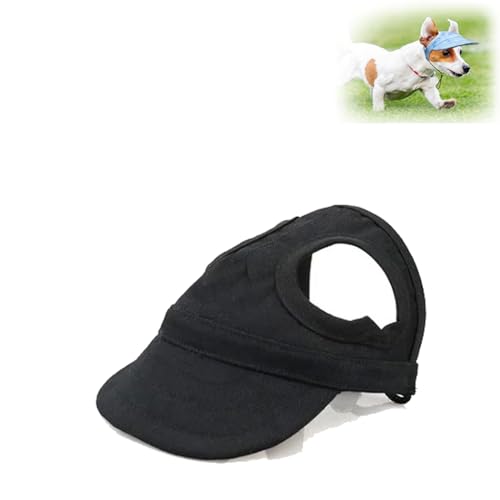 WUFBUW Outdoor Sun Protection Hood for Dogs, Sun Hat for Dogs, Adjustable Dog Sun Protection Baseball Hat Cap, Pet Dog Sun Protection Visor Hat with Ear Holes and Adjustable Strap (Medium,Black) von WUFBUW