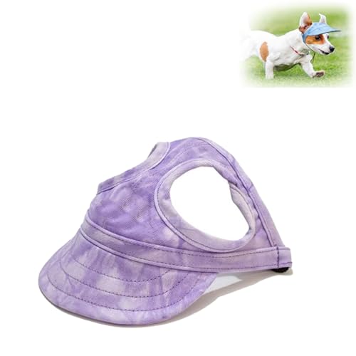 WUFBUW Outdoor Sun Protection Hood for Dogs, Sun Hat for Dogs, Adjustable Dog Sun Protection Baseball Hat Cap, Pet Dog Sun Protection Visor Hat with Ear Holes and Adjustable Strap (Medium,Purple) von WUFBUW