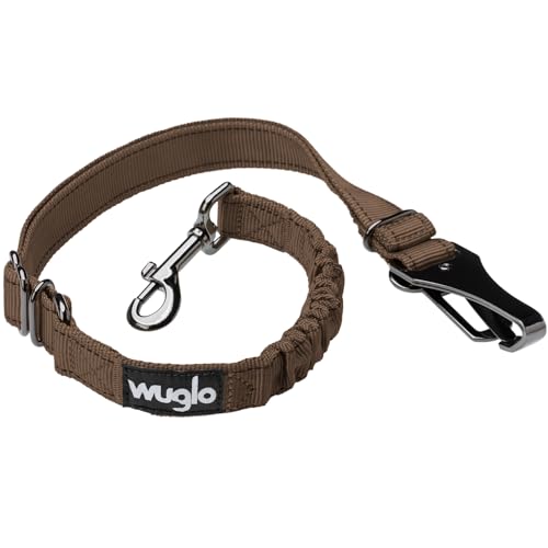 30-95cm Wuglo Hundegurt fürs Auto - Hunde Anschnallgurt für Kindersicherheitssitz - Hakenriegel & Sicherheitsgurtschnalle - Verstellbarer Universal-Hundeanschnaller (Braun) von WUGLO