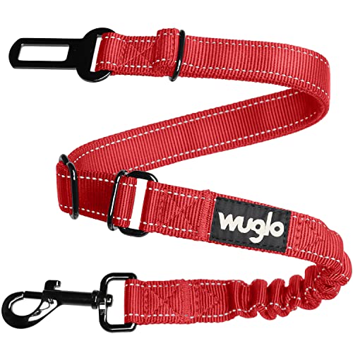 38-95cm Wuglo Hundegurt fürs Auto - Hunde Anschnallgurt mit elastischem Gurt - Haltbarer & sicherer Auto Sicherheitsgurt Clip - Universal-Hundeanschnaller (Rot) von WUGLO