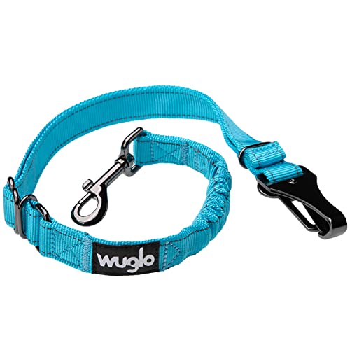 30-95cm Wuglo Hundegurt fürs Auto - Hunde Anschnallgurt für Kindersicherheitssitz - Hakenriegel & Sicherheitsgurtschnalle - Verstellbarer Universal-Hundeanschnaller (Blau) von WUGLO