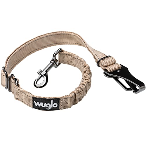 30-95cm Wuglo Hundegurt fürs Auto - Hunde Anschnallgurt für Kindersicherheitssitz - Hakenriegel & Sicherheitsgurtschnalle - Verstellbarer Universal-Hundeanschnaller (Beige) von WUGLO