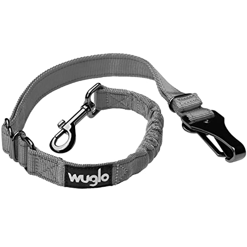 30-95cm Wuglo Hundegurt fürs Auto - Hunde Anschnallgurt für Kindersicherheitssitz - Hakenriegel & Sicherheitsgurtschnalle - Verstellbarer Universal-Hundeanschnaller (Grau) von WUGLO