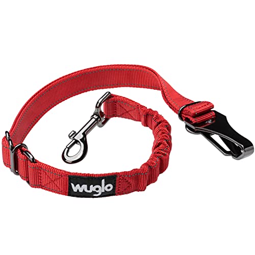 30-95cm Wuglo Hundegurt fürs Auto - Hunde Anschnallgurt für Kindersicherheitssitz - Hakenriegel & Sicherheitsgurtschnalle - Verstellbarer Universal-Hundeanschnaller (Rot) von WUGLO