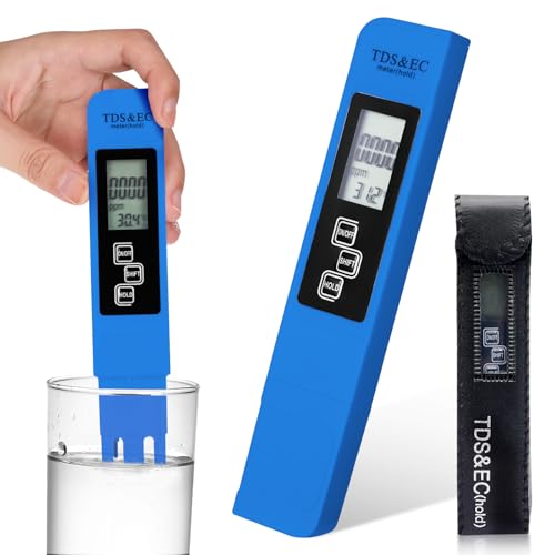 WUIOWPPIC 3 in1 TDS EC Messgerät für Trinkwasser Digitaler Wasserqualität EC Wasser Tester Gerät Leitwertmessgerät Wasser Messbereich 0-9999ppm für Trinkwasser Pool Aquarium Schwimmbad-Blau von WUIOWPPIC