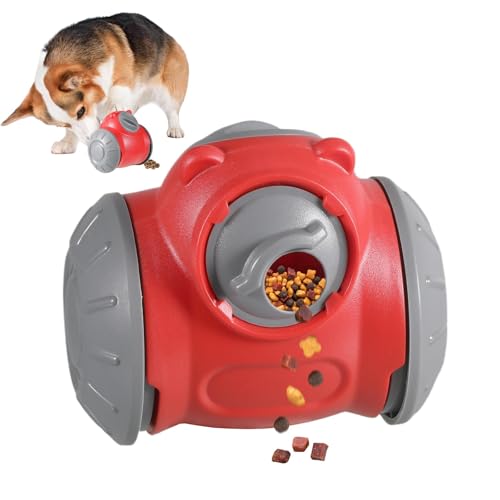 WUIOWPPIC Futterspender Katze & Hund, Trockenfutter Spender Futterstation für Hunde Katze Haustiere,Rolling Feeder Hunde,Slow Feeder Für Hunde Zur Verbesserung Der Verdauung（Rot） von WUIOWPPIC