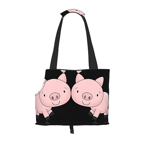 Cartoon Pig Haustier-Reisetasche mit Tasche, Sicherheit für kleine Hunde und Katzen – atemberaubendes Druckdesign von WURTON