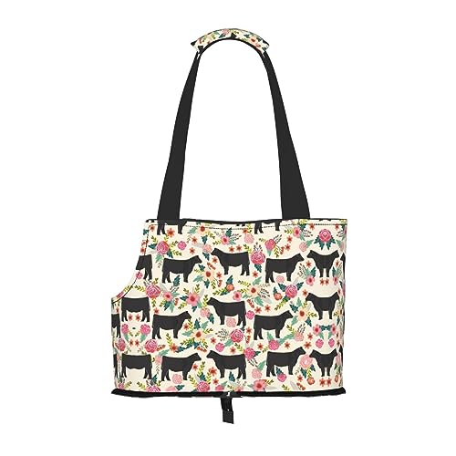 Cattle Farm Sanctuary Haustier-Reisetasche mit Tasche, Sicherheit für kleine Hunde und Katzen – atemberaubendes Druckdesign von WURTON