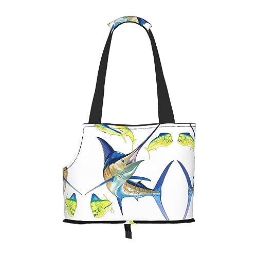 Fish Art Haustier-Reisetasche mit Tasche, Sicherheit für kleine Hunde und Katzen – atemberaubendes Druckdesign von WURTON