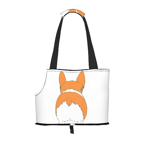 Funny Corgi Butt Brown Pet Travel Tote Bag With Pocket Safety For Small Dogs And Cats - Stunning Print Design von WURTON