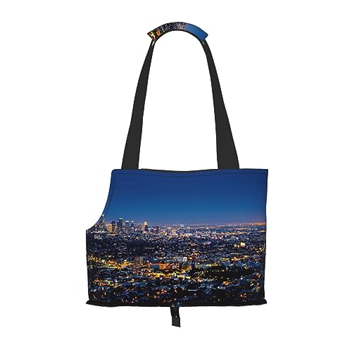 Los Angeles Sky Haustier-Reisetasche mit Tasche, Sicherheit für kleine Hunde und Katzen – atemberaubendes Druckdesign von WURTON