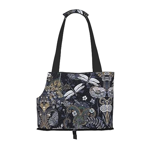 Reisetasche, Libellen, Grau, mit Tasche, Sicherheit für kleine Hunde und Katzen – atemberaubendes Druckdesign von WURTON