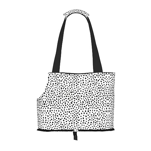 Reisetasche für kleine Hunde und Katzen, mit Tasche, Schwarz mit Punkten, tolles Druckdesign von WURTON