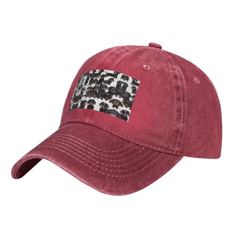 WURTON Baseballkappe mit Dackel-Motiv, Unisex, klassisch, verstellbar, lässig, für Trucker und Sport, Rot/Ausflug, einfarbig (Getaway Solids), Einheitsgröße von WURTON