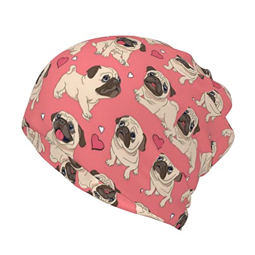 WURTON Beanie-Mütze mit Hunde-Aufdruck, lockere Mütze, multifunktional, Chemo-Totenkopfmütze, Kopfbedeckung, Turban von WURTON