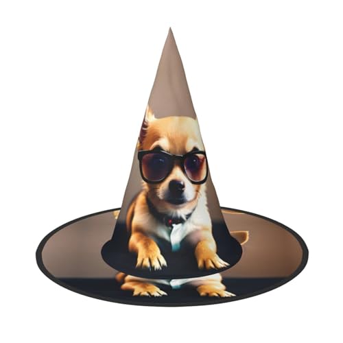 WURTON Chihuahua Hund Brille 1 Druck Halloween Hut Einzigartiger Hexenhut für Partys Cosplay - Halloween Dekor Partys von WURTON