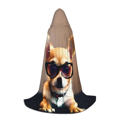 WURTON Chihuahua-Hunde-Brille, Unisex, Kapuzenumhang, Cosplay, Kapuzenumhang für Erwachsene, Gothic-Umhang, Hexenumhang von WURTON