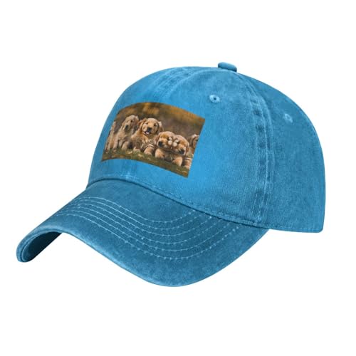 WURTON Golden Retriever Baseballkappe mit Hundemotiv, Unisex, personalisierbar, für den Außenbereich, Trucker-Baseballmütze, Blau, Einheitsgröße von WURTON