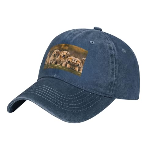 WURTON Golden Retriever Baseballkappe mit Hundemotiv, Unisex, personalisierbar, für den Außenbereich, Trucker-Baseballmütze, Marineblau, Einheitsgröße von WURTON