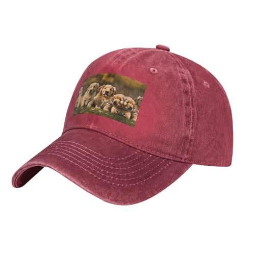 WURTON Golden Retriever Baseballkappe mit Hundemotiv, Unisex, personalisierbar, für den Außenbereich, Trucker-Baseballmütze, Rot/Ausflug, einfarbig (Getaway Solids), Einheitsgröße von WURTON