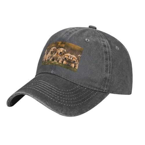 WURTON Golden Retriever Baseballkappe mit Hundemotiv, Unisex, personalisierbar, für den Außenbereich, Trucker-Baseballmütze, dunkelgrau (Deep Heather), Einheitsgröße von WURTON