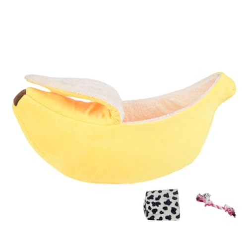 WUUISDNX Abnehmbares Innenkissenbett, einfache Reinigung für vielbeschäftigte Haustierbesitzer, Hundekorb Kissen, Polyester Katzen Bananenbett, Hundebett, Gelb, L von WUUISDNX