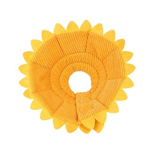 WUUISDNX Einfaches Sonnenblumen Haustier Erholungshalsband für alle Haustiere, verstellbares Tuch, Sonnenblumen Form, Katzenkegelhalsband, Anti Biss, S von WUUISDNX
