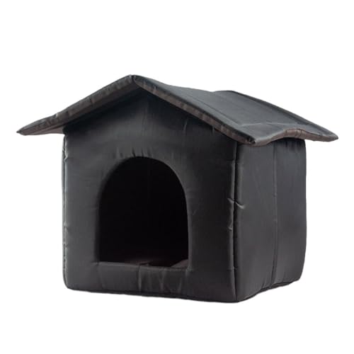 WUUISDNX Katzenhaus, warmes und leicht zu reinigendes Haustierbett für geliebte Kätzchen, farbechtes Oxford Tuch, Zelthütte, Haustier Hundehütte, Haustierhaus, Schwarz, L: 45 * 43 * 40 cm von WUUISDNX