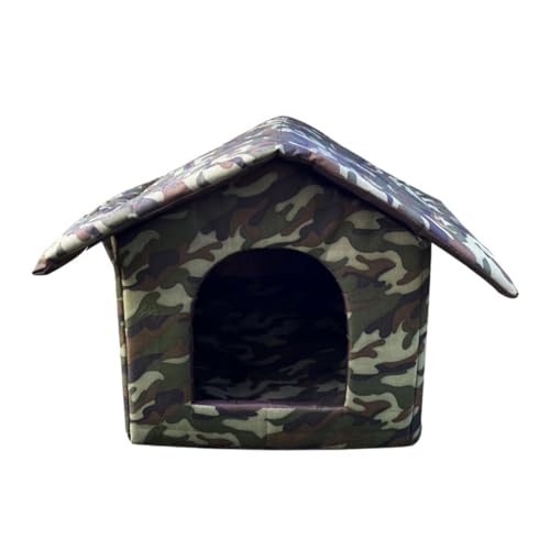 WUUISDNX Katzenhaus, warmes und leicht zu reinigendes Haustierbett für geliebte Kätzchen, farbechtes Oxford Tuch, Zelthütte, Haustier Hundehütte, Haustierhaus, Tarnmodell, L: 45 * 43 * 40 cm von WUUISDNX