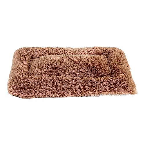 WUUISDNX Plüsch Zwingermatte – und bequem, geeignet für Haustierfreunde, Katzennest, Hundebett und Dicke Hundematte für Zwinger, Zubehör, Hellbraun, S/60 * 40CM von WUUISDNX