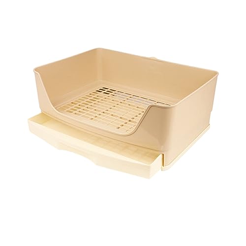 WUUISDNX Praktische und einfach zu bedienende Toilettenbox mit Gitter. Der Töpfchentrainer ist eine Katzentoilette für Haustiere mit Einer größeren Schublade aus Kunststoff, Beige von WUUISDNX