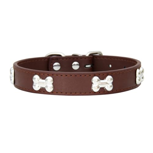 WUUISDNX Verstellbares Hundehalsband, stilvoll und ultimativer Komfort für pelzige Freunde, langlebiges PU Katzenhalsband, Hundehalsbänder, Haustierhalsband, Kaffee, 1.5 * 30cm von WUUISDNX